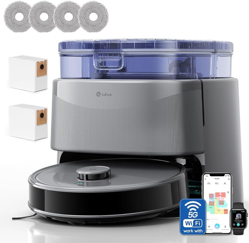 Lefant M3Ultra Robot Aspirateur Laveur, Station Auto-Nettoyage, Navigation Laser dToF 15m, Aspiration 23000Pa, Autonomie 220min, Lavage 75℃, Séchage Froid, Évitement d'obstacles PSD, WiFi 5G - 1