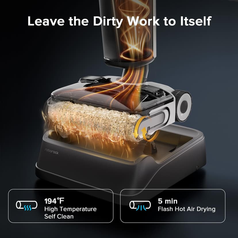 roborock F25 XT Wet Dry Vacuum Cleaner, Cordless Vacuum Mop All in One for Hard Floor, 20000Pa Hardwood Floor Cleaner with Zero Tangle, 194°F Hot Air Flash Drying Electric Mop, 180° Lie Flat, WiFi - 5