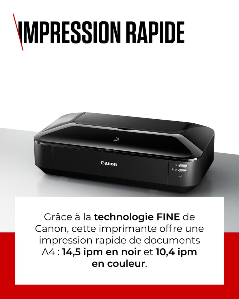 Canon PIXMA iX6850 Imprimante WiFi (Noire) 5 Encres - Imprimante Multifonction de Bureau Hautement Performante - Impressions A3+ de Qualité Pro - Connectivité Wi-FI-Ethernet - Imprimante Jet d’Encre - 5
