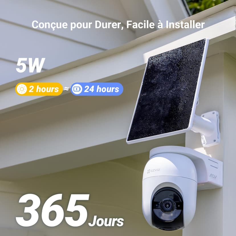 EZVIZ 2K+ Caméra Extérieure sans Fil avec Mode AOV, Caméra à Batterie PT avec Détection de Personnes et de Véhicules, Vision Nocturne Couleur & Défense Active, WiFi 6, CB8 Lite 4MP+5W Panneau Solaire - 4