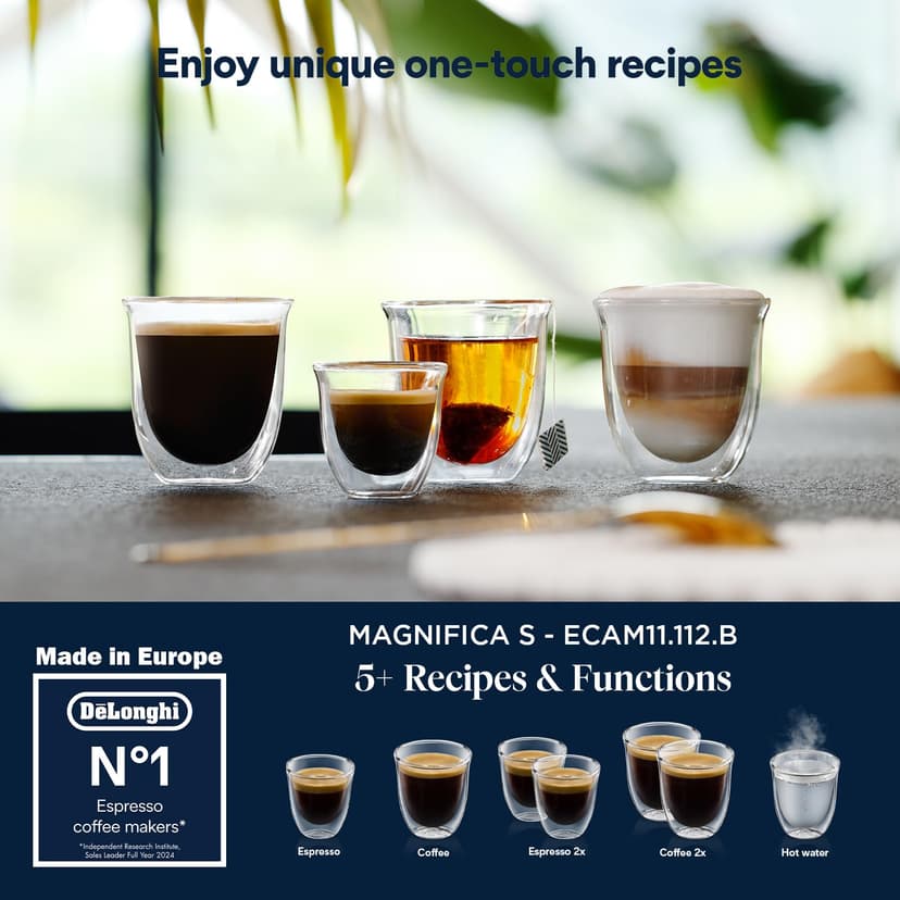 De'Longhi Magnifica S ECAM11.112.B, Kaffeevollautomat mit Milchaufschäumdüse für Cappuccino, mit Espresso Direktwahltasten und Drehregler, 2-Tassen-Funktion, Schwarz - 7