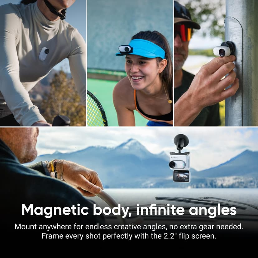 Insta360 GO 3S 64GB Arctic White - 4K Tiny Portable Vlogging Camera, Hands-Free POVs, Mount Anywhere, Stabilization, 140 Min Battery Life, 10m Waterproof, AI Editing, For Vlog, Travel, Outdoor - 4