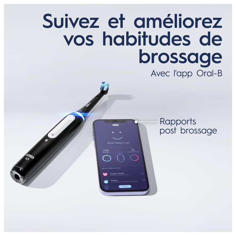 Oral-B iO 4 Brosse À Dents Électrique Noire, 1 Brossette, 1 Étui De Voyage - 8
