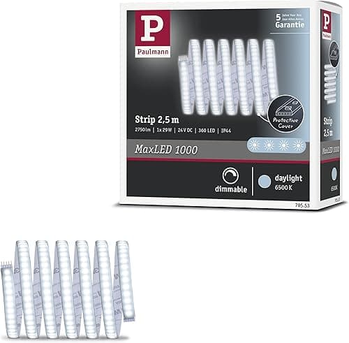 Paulmann 70553 LED Strips MaxLED 1000 daylight white 2.5m 29W 2750lm 6500K IP44 dimmable lighting strip silver plastic