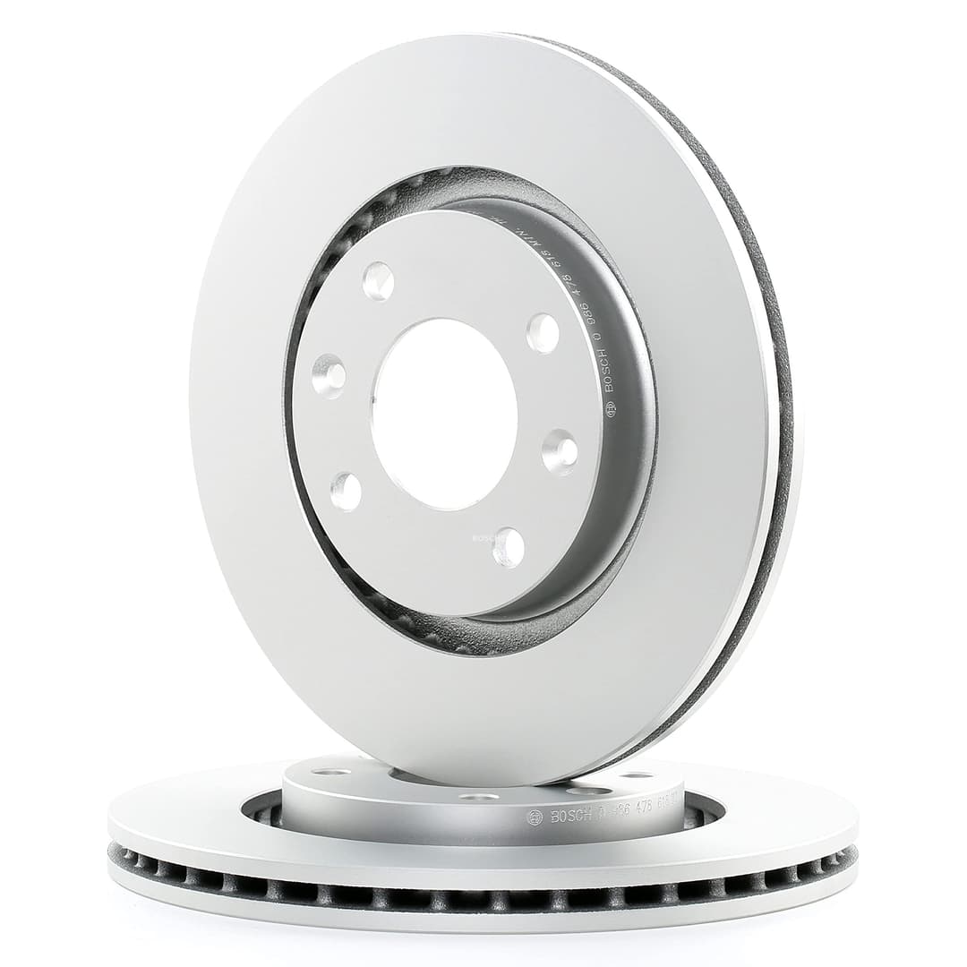 Bosch BD536 Brake Disc Set - 266 mm Vented Coated Discs - Front Axle - ECE-R90 Certified - Great Cooling, Advanced Corrosion Protection - 1 Set of 2 Discs