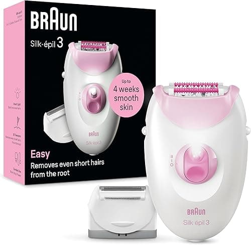 Braun Silk-épil 3 Épilateur Filaire Femme pour Épilation Rasoir et Tête de Tondeuse 3-031 Rose