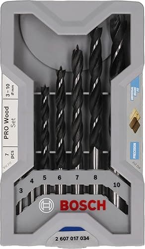 Bosch 7 x PRO Wood Twist Drill Bit Set (for Softwood, Hardwood, Diameter 3.0, 4.0, 5.0, 6.0, 7.0, 8.0, 10.0 mm, Professional Accessories Drill/Screwdriver)