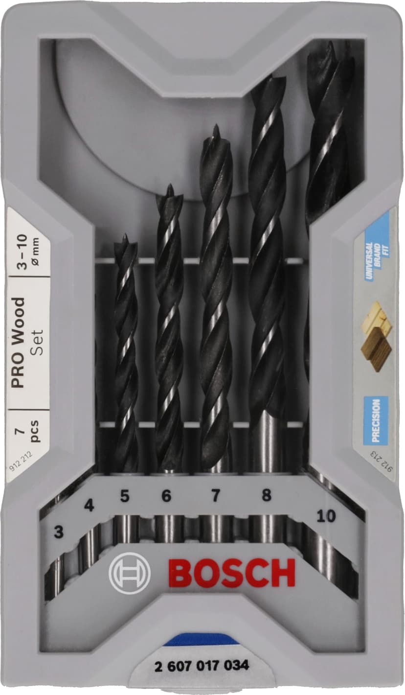 Bosch 7 x PRO Wood Twist Drill Bit Set (for Softwood, Hardwood, Diameter 3.0, 4.0, 5.0, 6.0, 7.0, 8.0, 10.0 mm, Professional Accessories Drill/Screwdriver) - 1