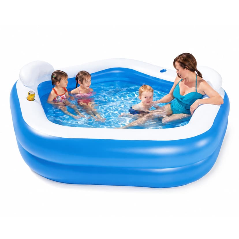 Bestway Family Paddling Pool Inflatable Swimming Pool with Built-in Seats, Family Fun Lounge Pool, Outdoor Garden Pool - 1