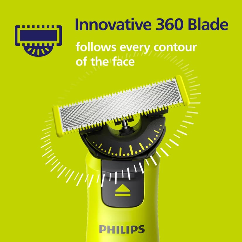 Philips OneBlade Authentic 5x 360 Blade Replacements - Fits ALL OneBlade handles - Durable Stainless Steel- 20- month supply, Model QP450/50 - 6