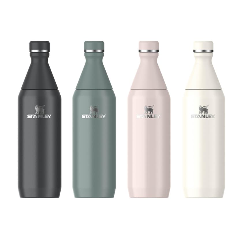 Stanley 1913 All Day Slim Gourde Isotherme 0.6L - Froid Pendant 6 Heures - Glacé Pendant 11 Heures - Acier Inoxydable Recyclé Sans BPA - Étanche - Bouteille D'Eau Compacte - Rose Quartz - 9