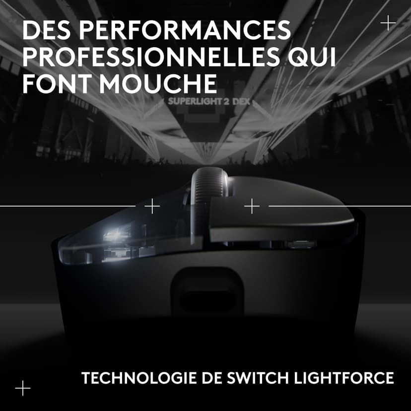 Logitech G PRO X SUPERLIGHT 2 DEX LIGHTSPEED, souris gaming sans fil, Est Europe Version, légère, 60 g, 5 boutons programmables, capteur 44k DPI, 8K Polling, USB-C, PC/Mac - Noir - 7