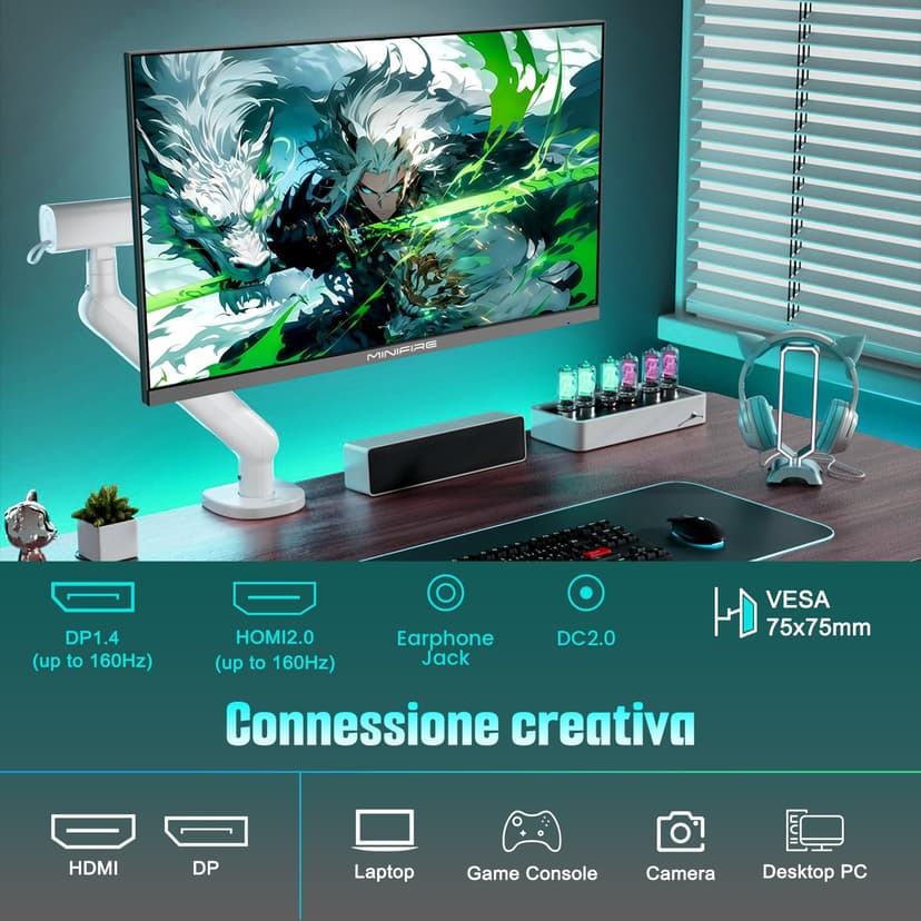 Minifire Gaming Monitor 24 inch, 160 Hz, 1ms, AdaptiveSync, HDMI 2.0 DP 1.2 Ports, FHD, sRGB 110%, Monitor PC Screen(MFG24F4 HDMI cable included) - 6