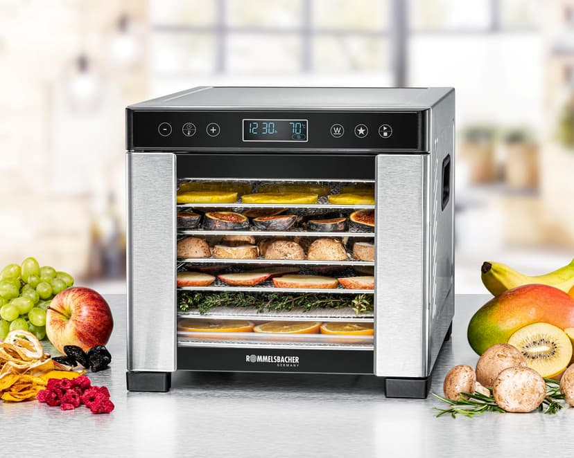 ROMMELSBACHER DA 650 automatic dehydrator, drying surface 0.5 m2, with 7 stainless steel dehydration trays, 1 dehydration rack, 1 dehydration stand, LCD display, - 2