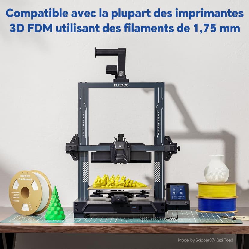 DEEPLEE PLA Filament 1.75mm, 1kg Spool Black. Accuracy ±0.2mm, Perfect Winding, No Jams. Compatible with FDM 3D Printers - 7
