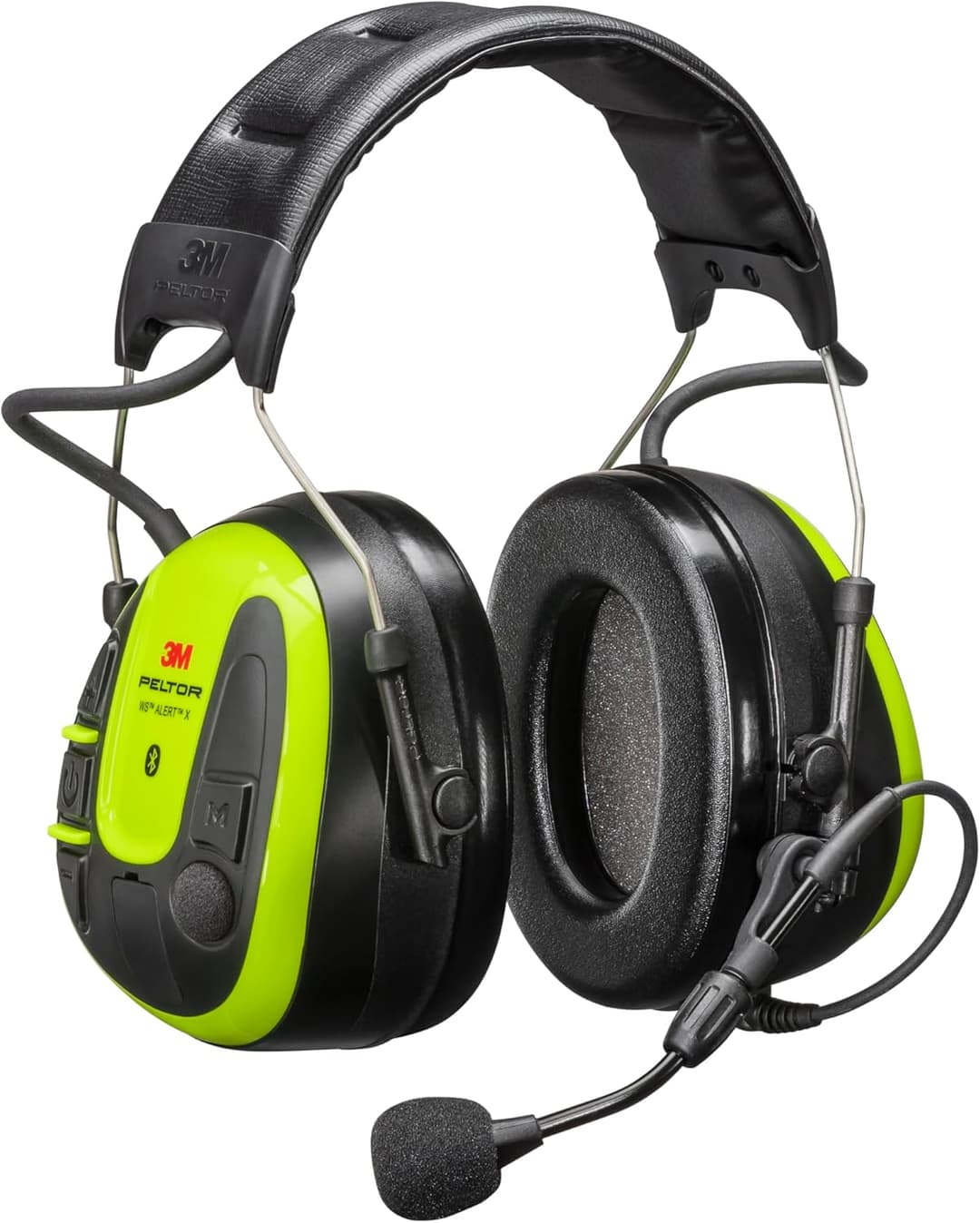 Peltor 3M WS ALERT X MRX21A4WS6 Earmuff, 30 dB, Yellow, Bluetooth Headset with Noise-Cancelling Boom Microphone, Hygiene Kit Reminder, for Noisy Environments