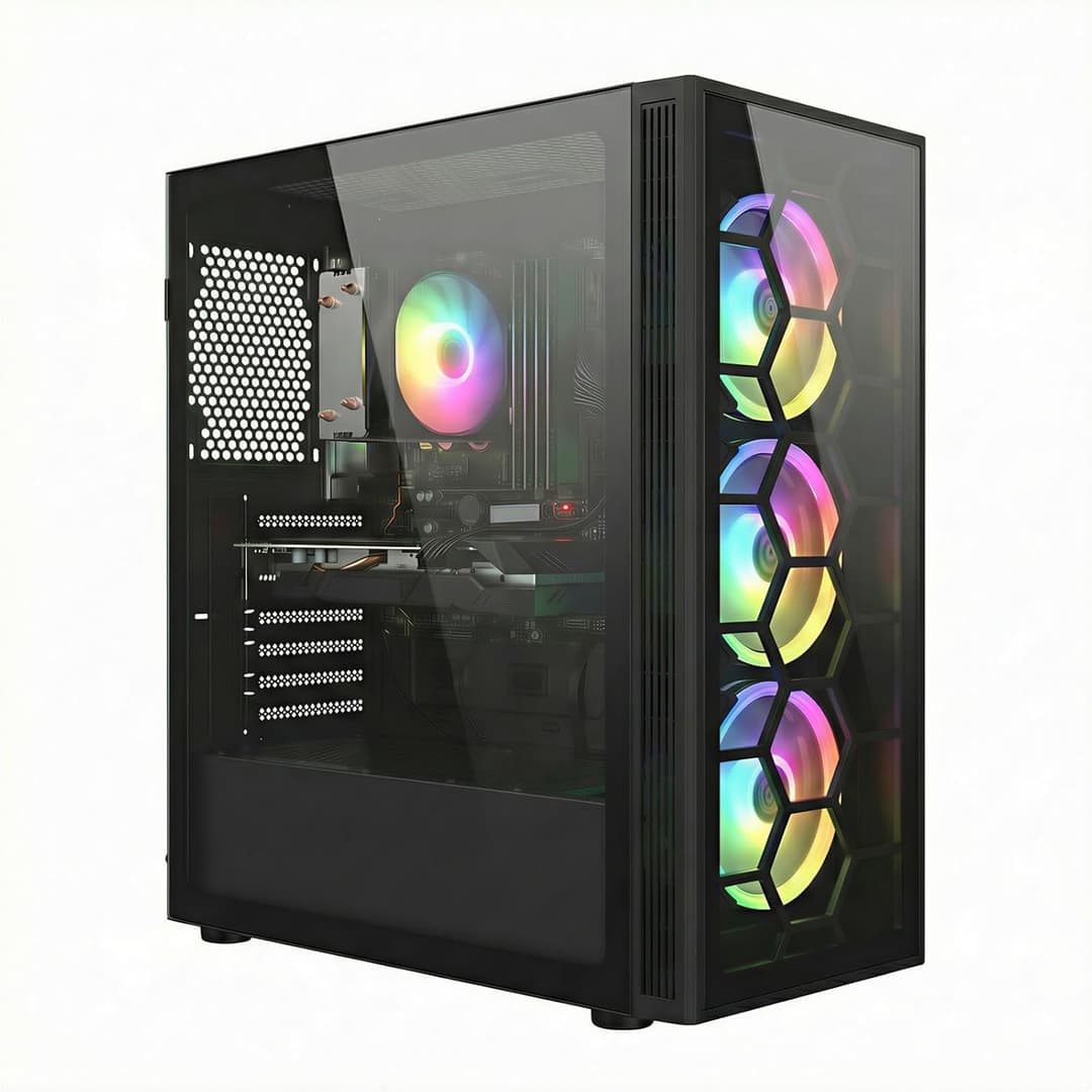 STGsivir Fixed PC Gamer, Gaming Computer, GeForce RTX 2060 Super 8GB GDDR6, Ryzen 5 5500, 32G DDR4, 1T SSD, WiFi 6, BT5.0, RGB Fan x3, PS 600W, Windows 11 Pro