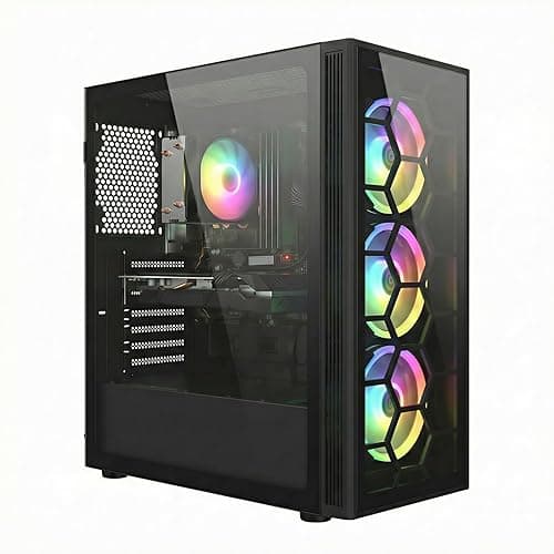 STGsivir Fixed PC Gamer, Gaming Computer, GeForce RTX 2060 Super 8GB GDDR6, Ryzen 5 5500, 32G DDR4, 1T SSD, WiFi 6, BT5.0, RGB Fan x3, PS 600W, Windows 11 Pro