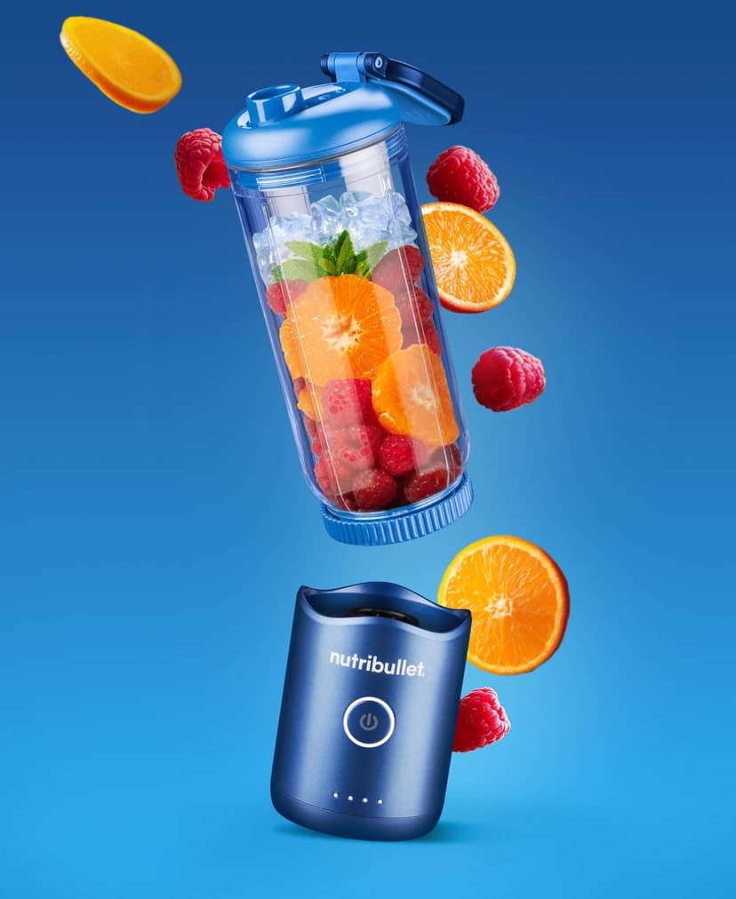 Nutribullet Flex 590ml, Portable Blender with Drinking Lid, Detachable Knives, USB-C Rechargeable, Ice Crushing and Frozen Fruit, Wire Glue, To-Go Blender with BPA Free Cup, NBP013BL, Blue - 2