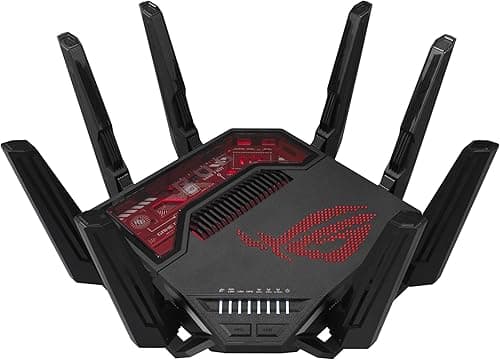 ASUS ROG GT-BE19000 - Routeur Gaming Wi-FI 7 - Tri-Bande - débit de 19Gb/s - Nouvelle Bande passante 320MHz & 4096-QAM, Double Port 10G, Triple accélérateur de Jeu, sécurité réseau Gratuite, AiMesh