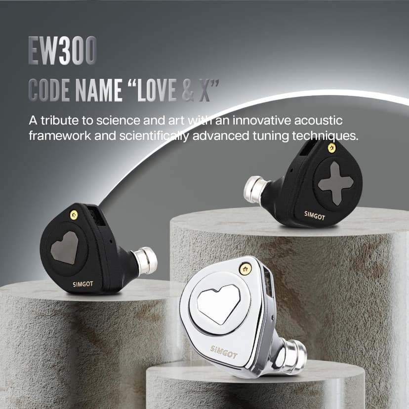 Linsoul SIMGOT EW300 1DD+1Planar+1PZT Hybrid Driver In Ear Monitor, Wired Earbuds IEM, Gaming Earbuds with Detachable Nozzles, Silver-Plated OFC IEM Cable (DSP Edition, With MIC) - 9