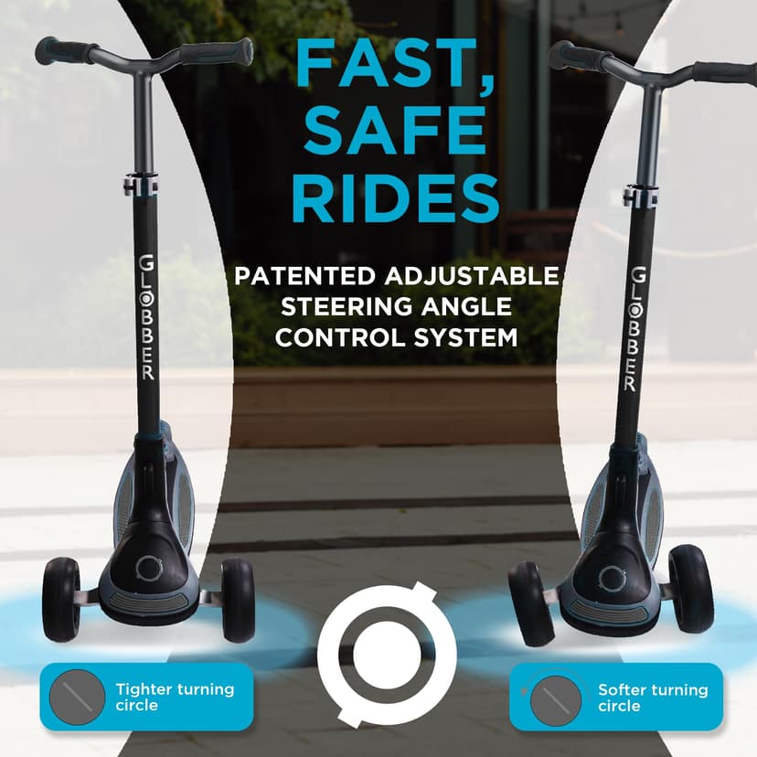 Globber Ultimum Lights, Charcoal Grey - Foldable Scooter with Lights, 3 Wheels, Adjustable Handlebar, Wide Deck, Rear Braking, 100 kg Max Weight, 2 Years Warranty - 6