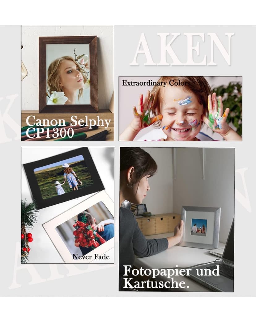 Aken Ink and Paper Set, KP-108IN 3115B001(AA) for Canon Selphy CP Series Photo Printers, 3 Ink Cartridges and 108 Glossy 4x6 inch Photo Papers - 8