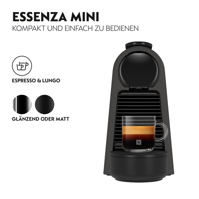 De'Longhi Nespresso Essenza Mini EN85.BKMT, Automatic Coffee Machine, Capsule Machine for Single Cup, Welcome Set Included, Compact Design, Pressure 19 Bars, 1150W, Matte Black - 2