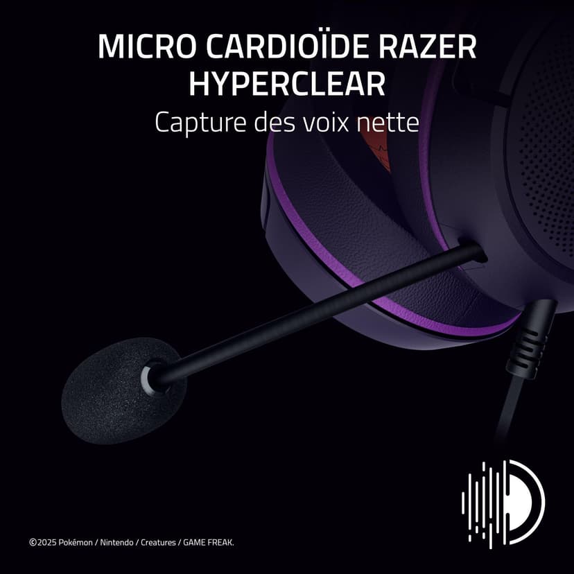 Razer Kraken Kitty V2 - Édition Gengar Pokémon - Casque USB - Pointes Gengar - Éclairage réactif au Stream - Microphone cardioïde HyperClear - Haut-parleurs Triforce 40mm - Son Surround | Violet - 5