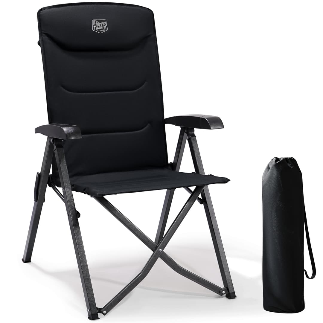 TIMBER RIDGE Chaise Pliante Camping Portable 150kg Fauteuil Jardin Exterieur Dossier Haut 4 Positions Réglables Fauteuil Realx Inclinable pour Terrasse Balcon Jardin Camping Pique-Nique