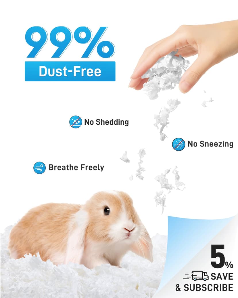 BUCATSTATE Litières pour Hamsters 70L, Super Absorbante & 99,9% sans Petit Animal Papier Poussière pour Souris, Rats, Rongeurs, Cochon d'Inde, Chinchilla - 2