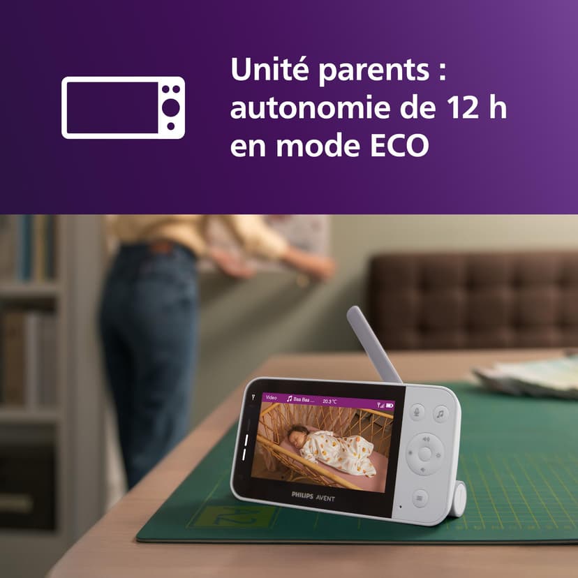 Philips Avent Connected Baby Monitor with Wi-Fi, HD Camera, Infrared Night Vision, Crying Detection, Two-Way Audio, 12 Hours Playtime, Model SCD951/26 - 6