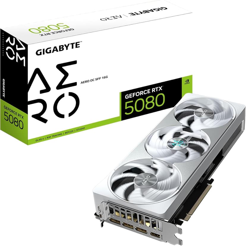 Gigabyte GeForce RTX 5080 AERO OC SFF 16G Graphics Card - 16GB GDDR7, 256bit, PCI-E 5.0, 2730MHz Core Clock, 3 x DisplayPort, 1 x HDMI, GV-N5080AERO OC-16GD - 1