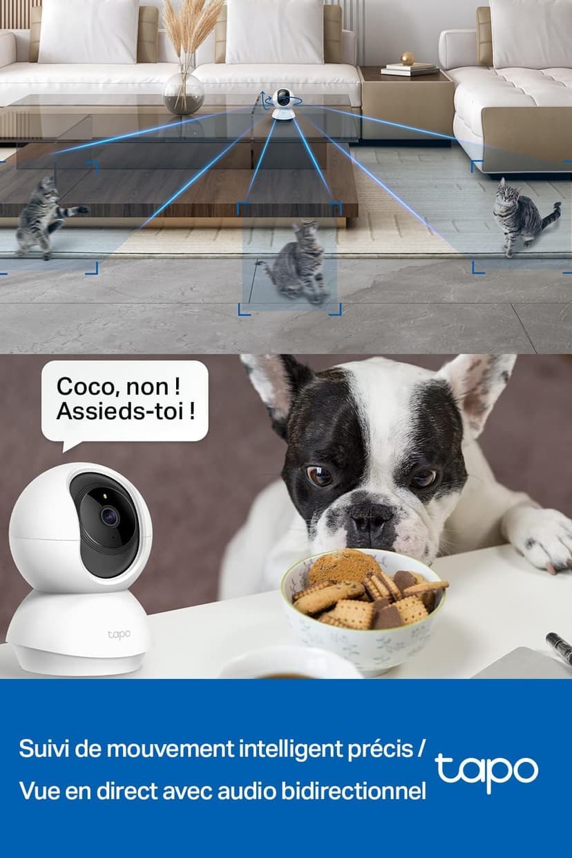 Tapo C210 2 Pack Indoor WiFi Surveillance Camera 2K (3MP) for Baby/Pets - 2-Way Audio, Compatible with Alexa and Google Assistant - 4