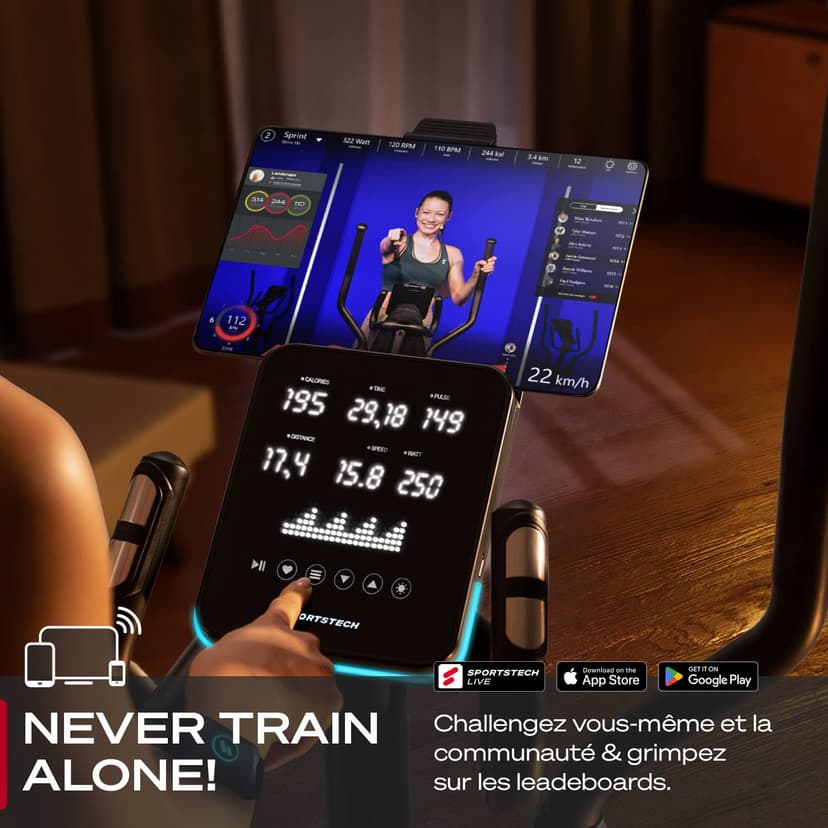 Sportstech CX700 avec Technologie LED innovatrice | Appareil Professionnel, vélo elliptique pour la Maison | 12 programmes | avec système de freinage magnétique de 24 kg | Marque de qualité Allemande - 5