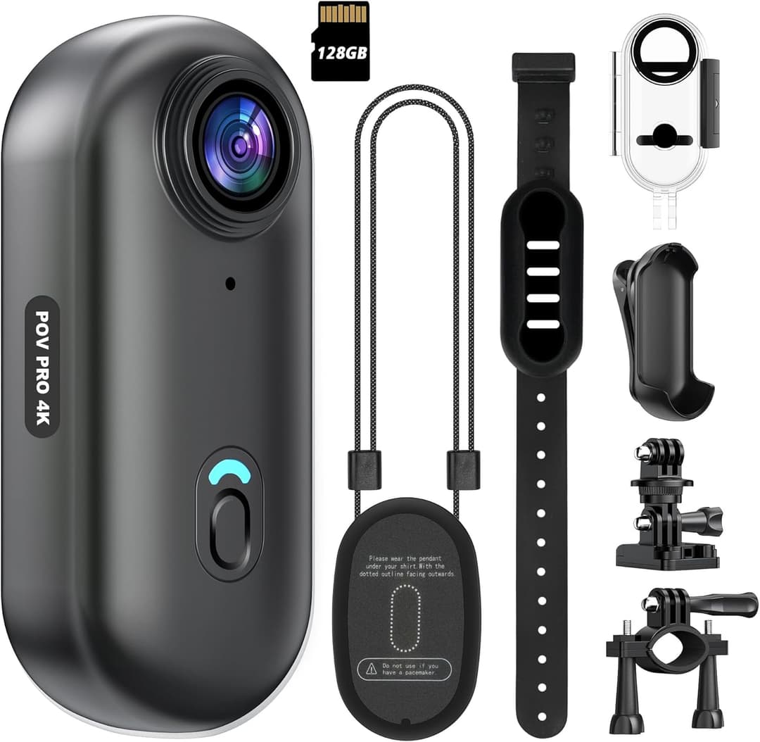 4K Mini Action Camera 128GB Thumb POV Portable Body Cam W…