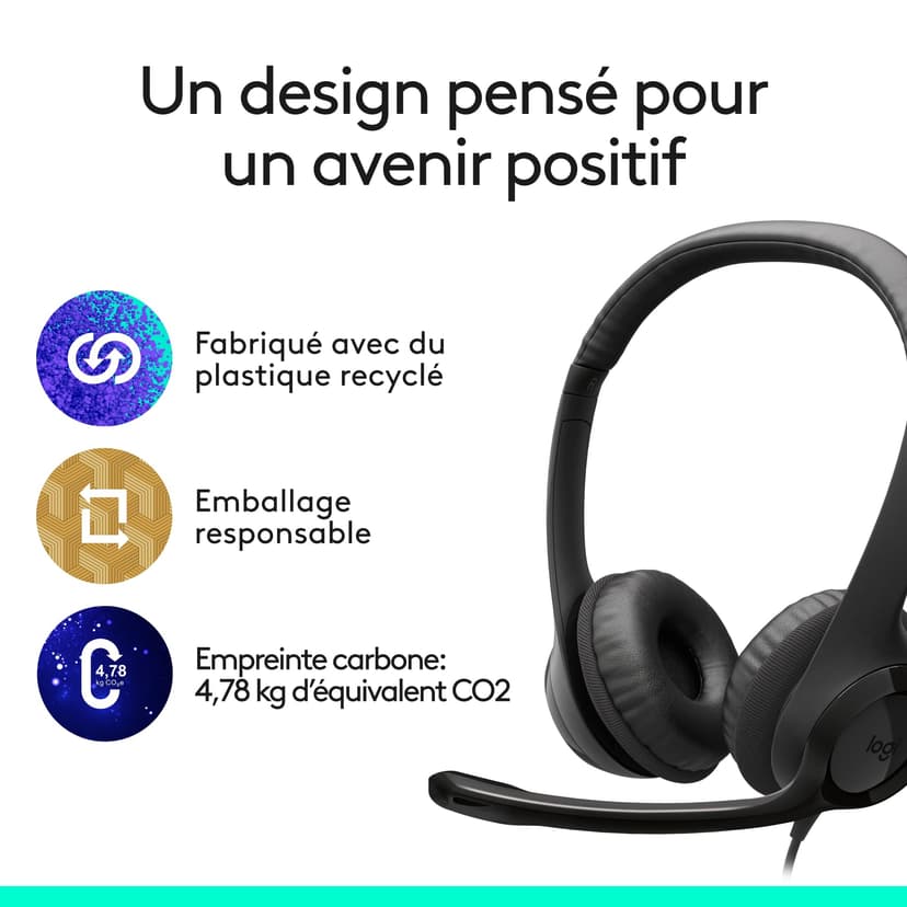 Logitech H390 Casque Filaire pour PC/Ordinateur Portable, Casque stéréo avec Microphone Anti-Parasite, stéréo, Commandes intégrées, certifié Works with Chromebook - Noir - 7