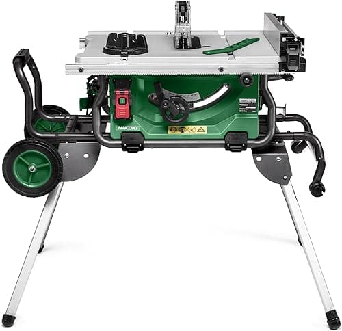 HiKOKI Tischkreissäge C10RJ (1500W, Sägeblatt Ø255mm, Softstart, Parallelanschlag, Tischverbreiterung, Elektrische Bremse, Überlastschutz, Sägeblatt, INKL. Untertisch mit Rädern)