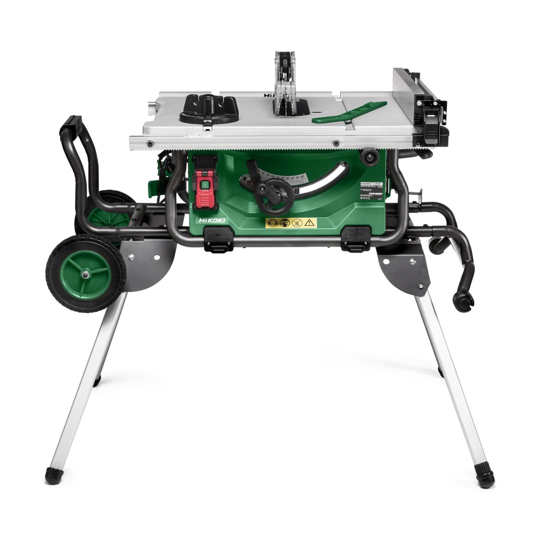 HiKOKI Tischkreissäge C10RJ (1500W, Sägeblatt Ø255mm, Softstart, Parallelanschlag, Tischverbreiterung, Elektrische Bremse, Überlastschutz, Sägeblatt, INKL. Untertisch mit Rädern)