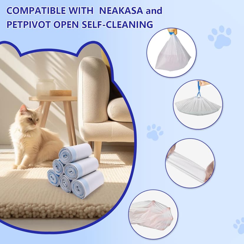 120 Count Cat Litter Box Bags for Neakasa and PetPivot Open Self-Cleaning Cat Litter Boxes, Extra Thick Heavy Duty Liners Replacement, Unscented, 27" x 13", Holds 22 lbs - 3