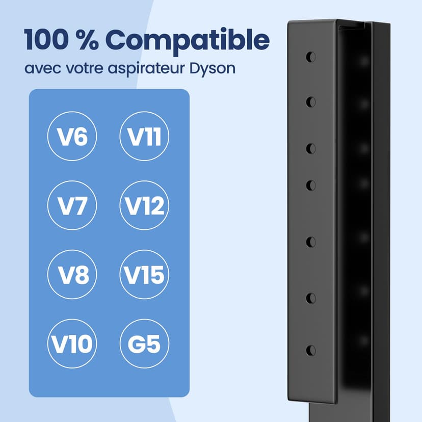pickpiff Support pour aspirateur Dyson sur pied, compatible V15 V12 V11 V10 V8 V7 V6 / DC58 DC59 DC62 DC74 – rangement pour accessoires, gain de place, installation facile - 5