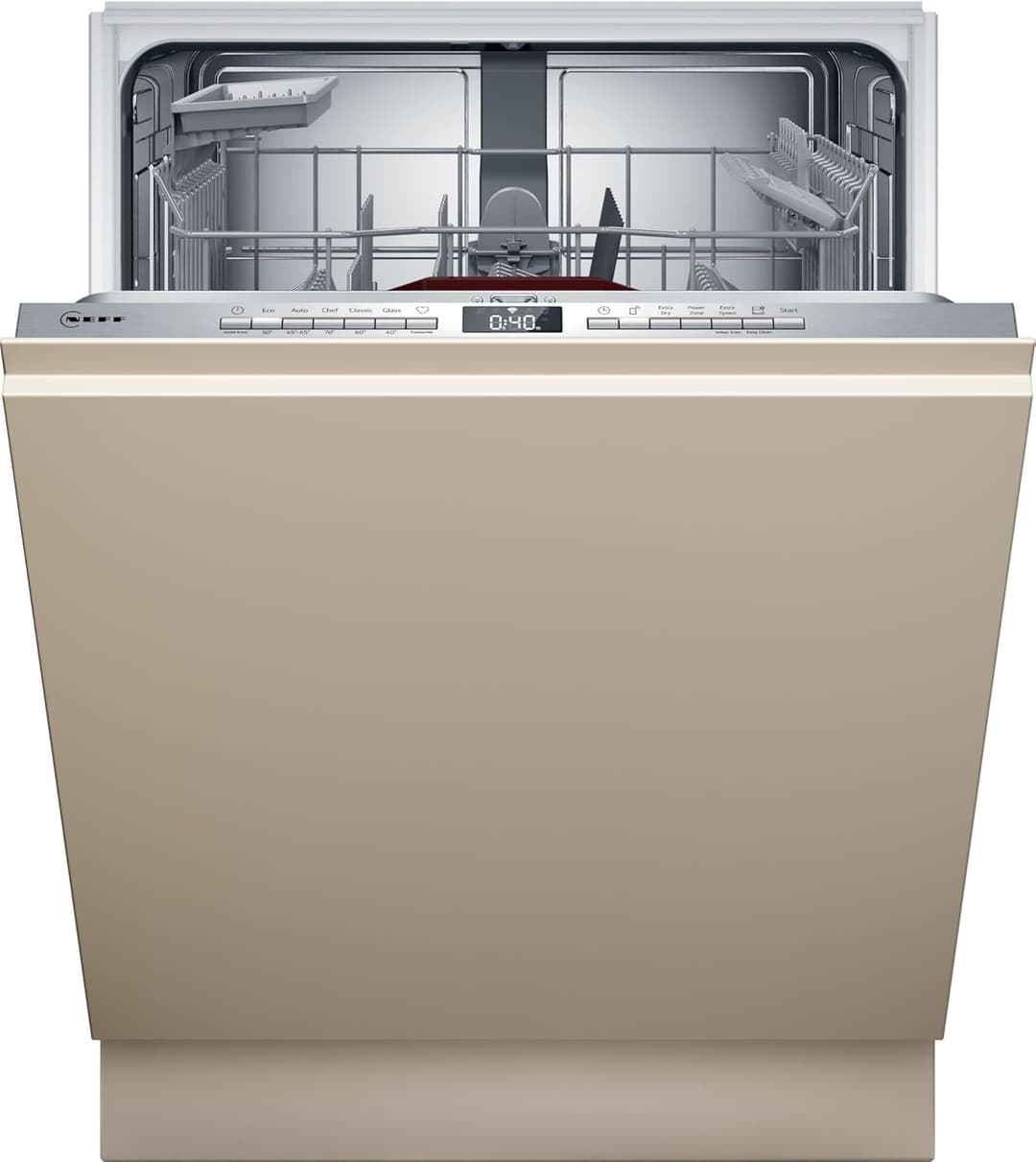 NEFF S175EAX16E, N 50, lavastoviglie intelligente completamente integrata, 60 cm, lavastoviglie con cestello per posate, pulizia forte con Chef 70ºC, Open Dry, cestello superiore regolabile in