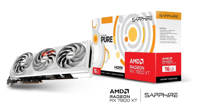 SAPPHIRE PURE AMD RADEON™ RX 7800 XT GAMING OC 16GB GDDR6 DUAL HDMI/DUAL DP LITE - 3