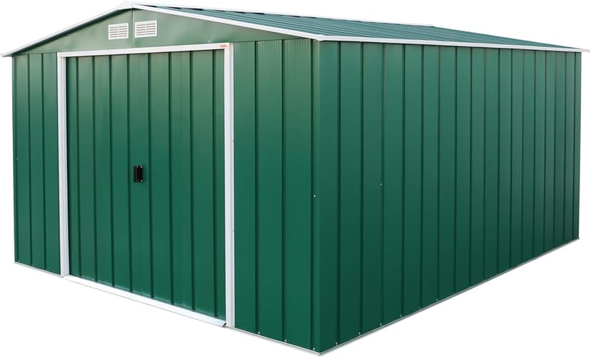 Duramax ECO 10 x 12 (11.68 m2) Metal Garden Storage Shed, Hot-Dipped Galvanized Metal Garden Shed, Tool Storage Shed, Strong Reinforced Roof Structure, Maintenance-Free Metal Shed, Anthracite - 1