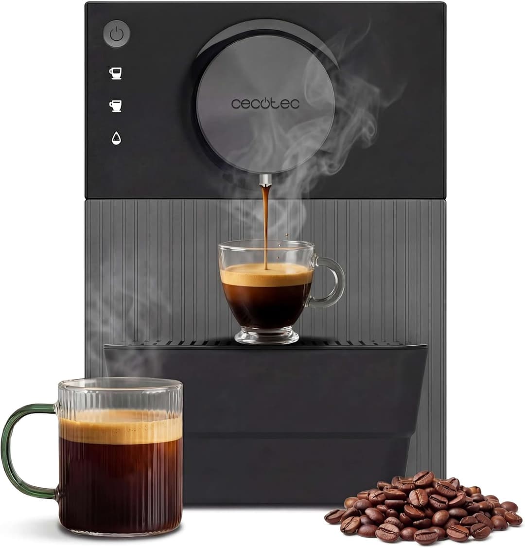 Cecotec Cremmaet Cube Compact Superautomatic Coffee Maker, 1350W, 10g Pressing System, Pre-Infusion System, 19 Bars, Thermoblock System, 5 Grinding Levels, Touch Control Panel