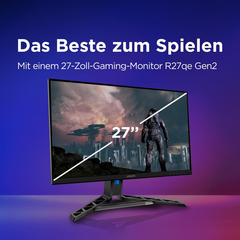 Lenovo Legion R27qe Gen 2 27" QHD WLED Gaming Monitor 2560 x 1440-16:9-200Hz IPS Panel 0.5ms Response Time HDMI DisplayPort TÜV Eye Comfort Protection Black 5.9kg - 5