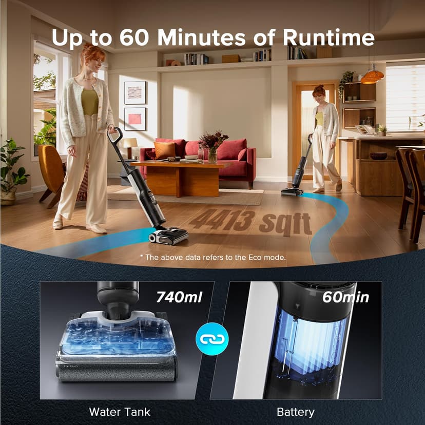 roborock F25 XT Wet Dry Vacuum Cleaner, Cordless Vacuum Mop All in One for Hard Floor, 20000Pa Hardwood Floor Cleaner with Zero Tangle, 194°F Hot Air Flash Drying Electric Mop, 180° Lie Flat, WiFi - 7
