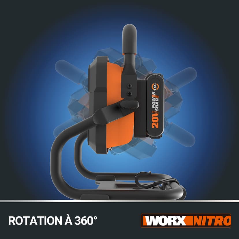 WORX WX026.9 LED Work Light, 0W, 20V, Grey, 23 x 26 x 24.5cm - 4