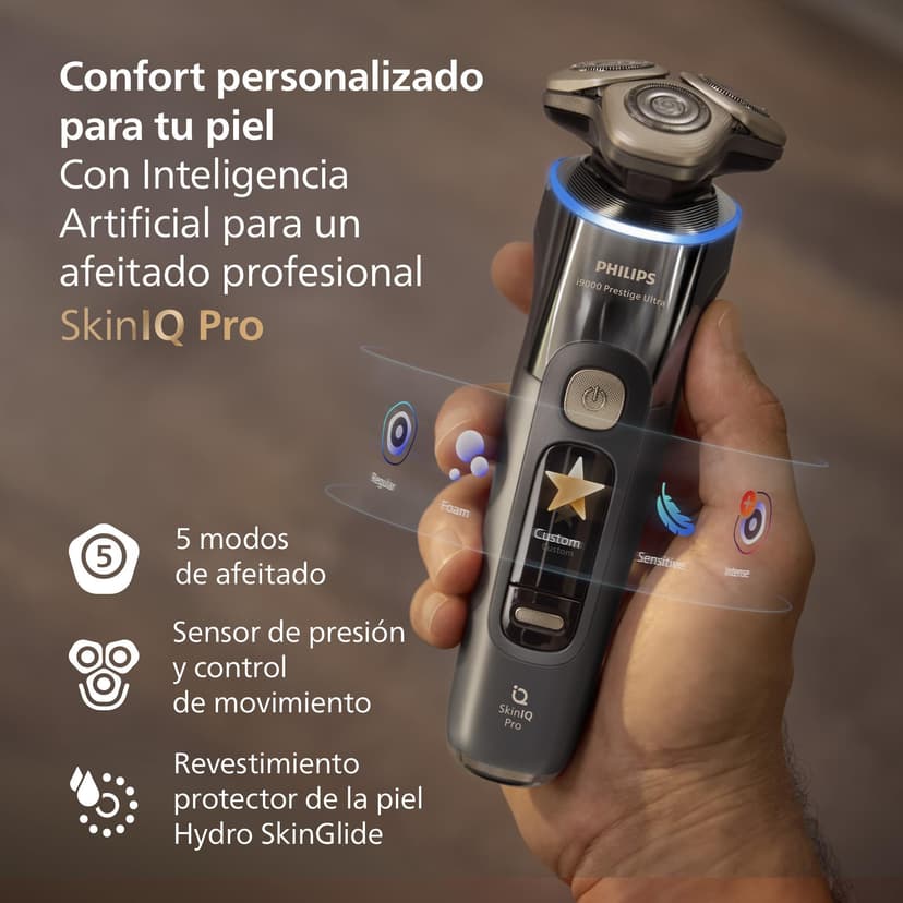 Philips Rasoir i9000 Prestige Ultra, Rasoir électrique sec et humide, technologie Skin IQ Pro, système Triple Lift & Cut, lames de précision NanoTech rotatives à 360°, 5 modes de rasage, XP9402/11 - 6