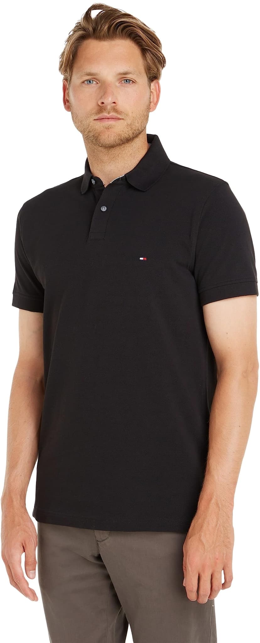 Tommy Hilfiger Men’s Short Sleeve 1985 Regular Fit Polo Shirt, Black (Black), XS - 1